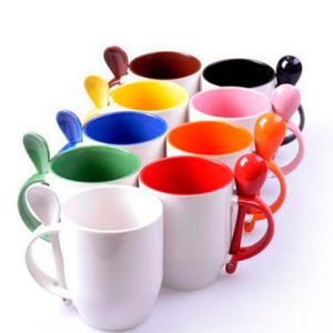 Caneca Com Colher Colorida 325ml