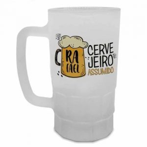 Caneca de Vidro Jateada e Resinada Para Sublimação 550ml