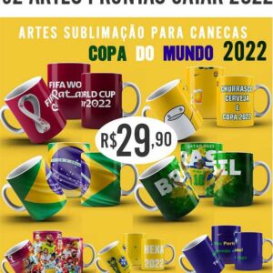 Pacote de Artes Copa do Mundo Para Canecas 2022